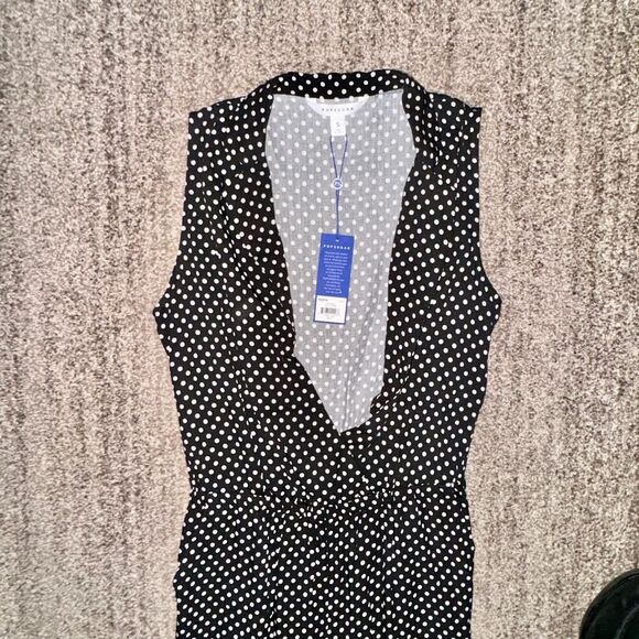 Popsugar Women's Rayon Black Polka Dot Romper Jumpsuit Dress NWT Small - Picture 5 of 8